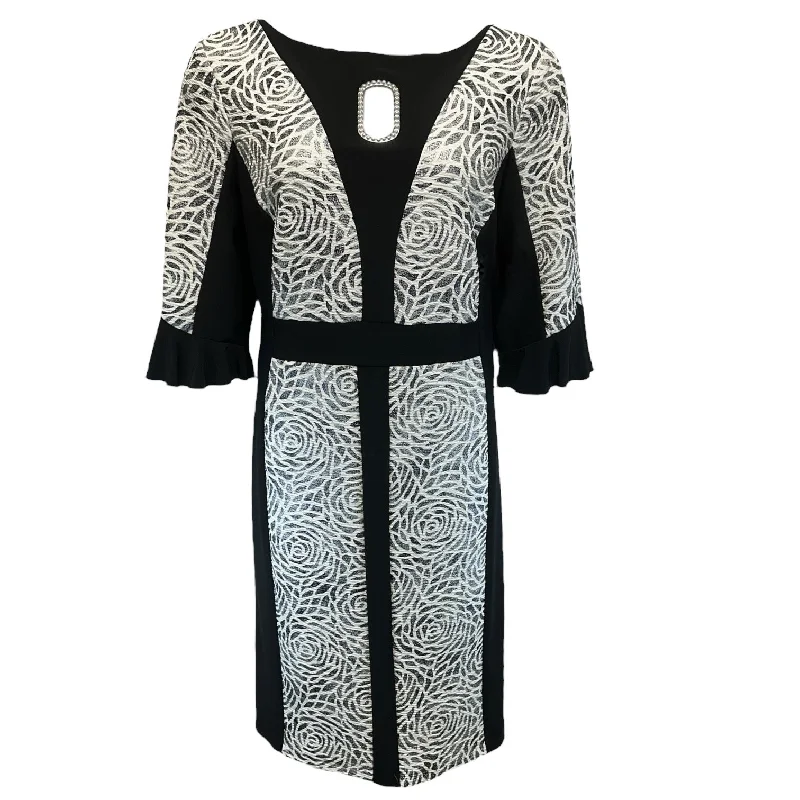 Dress Casual Midi By Joseph Ribkoff In Black & White, Size: 20