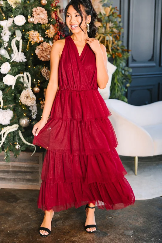 Know Your Way Crimson Red Midi Dress