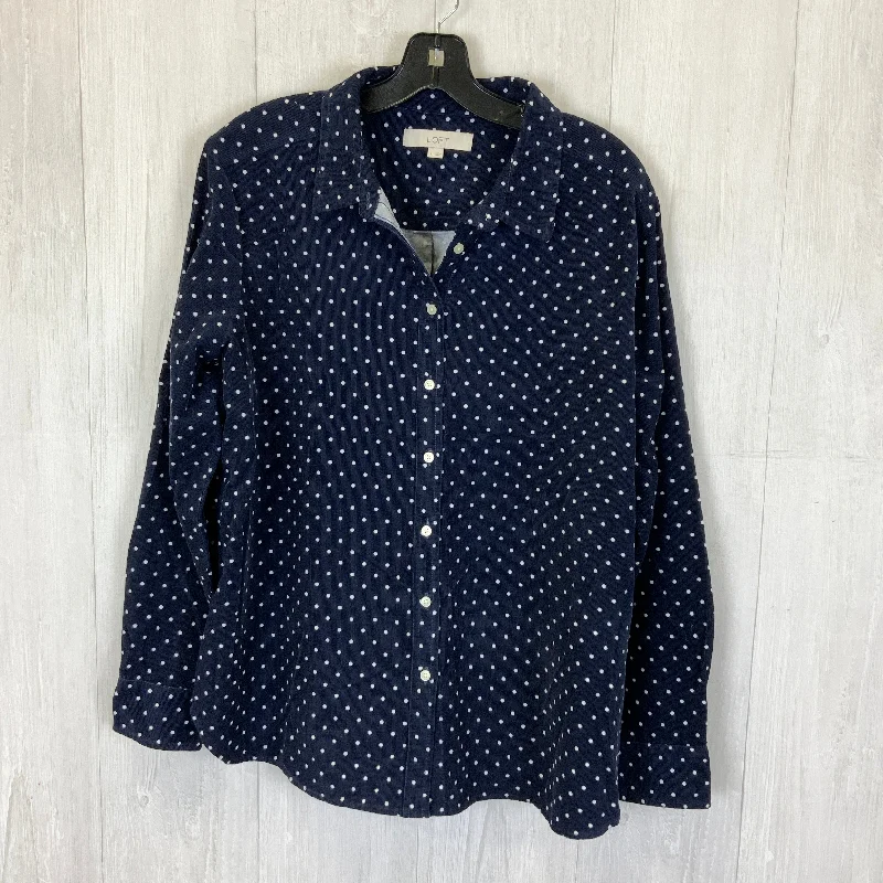 Blouse Long Sleeve By Loft In Navy, Size: L