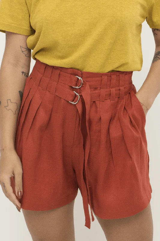 Women's Shorts in Paprika Linen