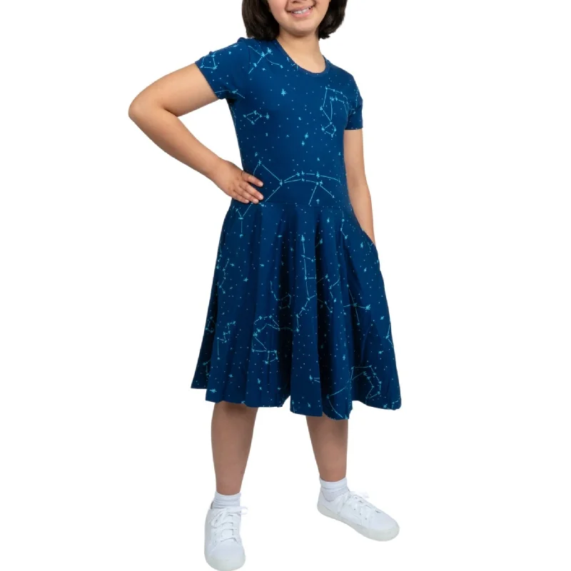 Constellations Glow-in-the-dark Navy Kids Dress