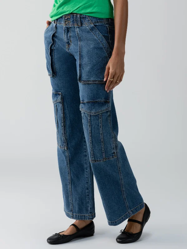 Level Up Standard Rise Denim Cargo Pant Oasis