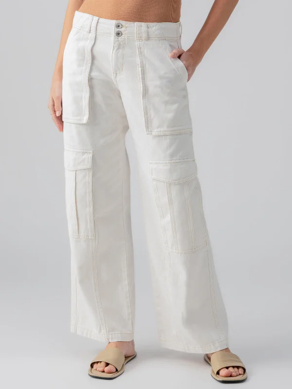 Level Up Standard Rise Denim Cargo Pant Powdered Sugar