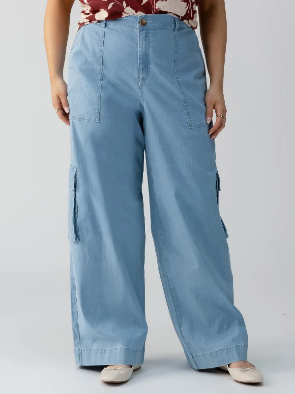 Sunset Semi-High Rise Denim Pant Pale Blue Inclusive Collection