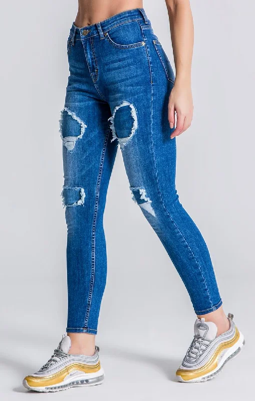 Medium Blue RR Ripped And Repair Jeans