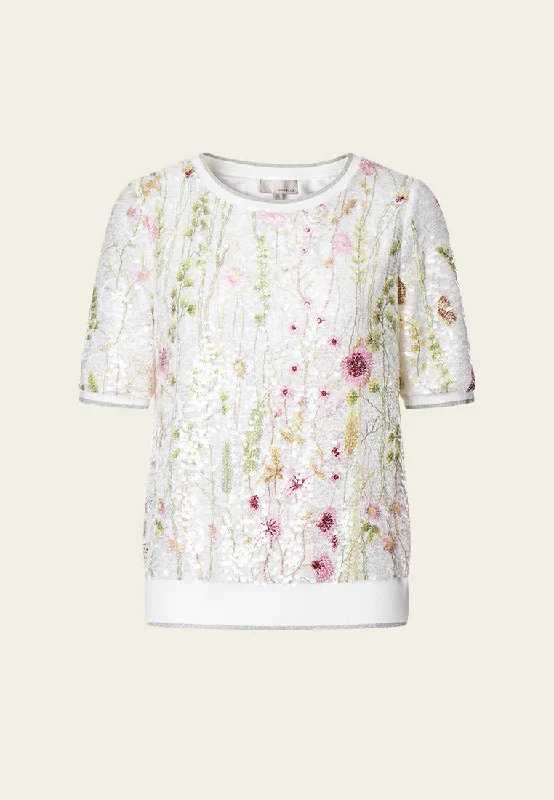 Floral Sequin Embroidered Lace Top