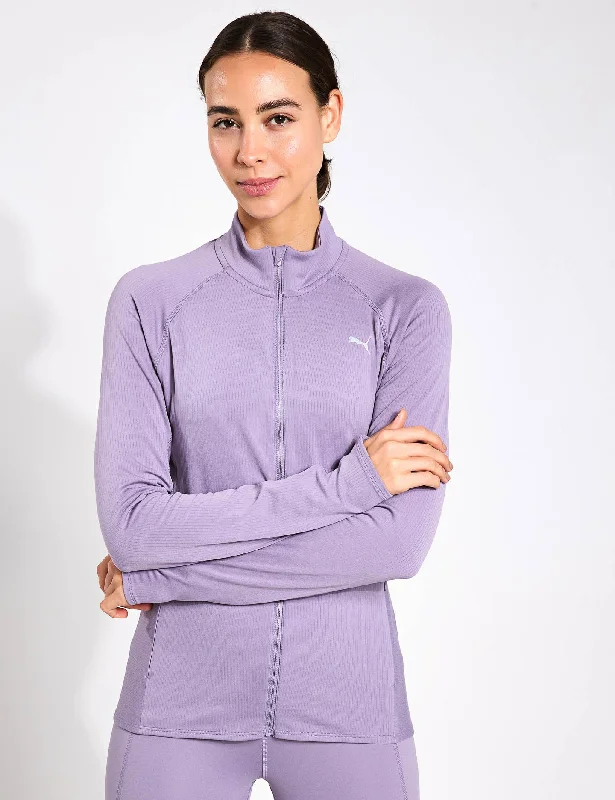 Run For Her Ribbed Full-Zip Jacket - Pale Plum