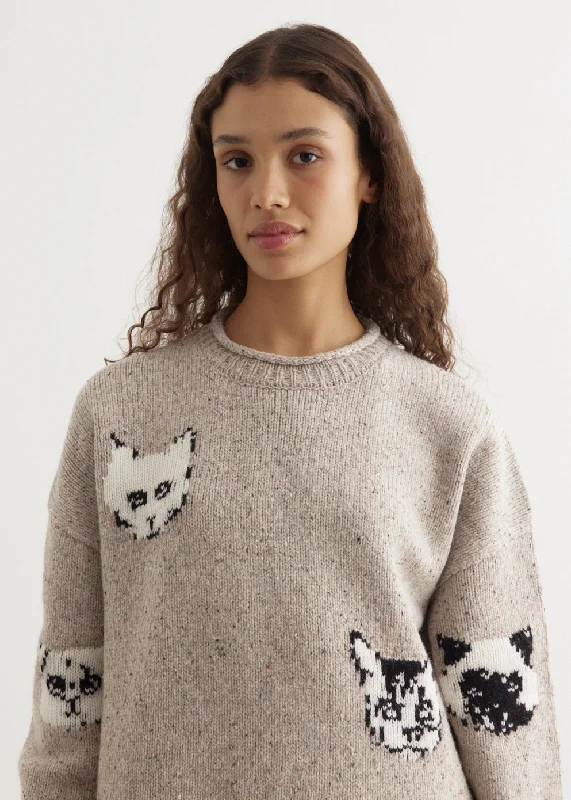 Kuelu Cat Jacquard Sweater