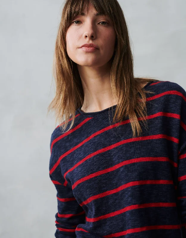 Minnie Top - Navy/Red Stripe