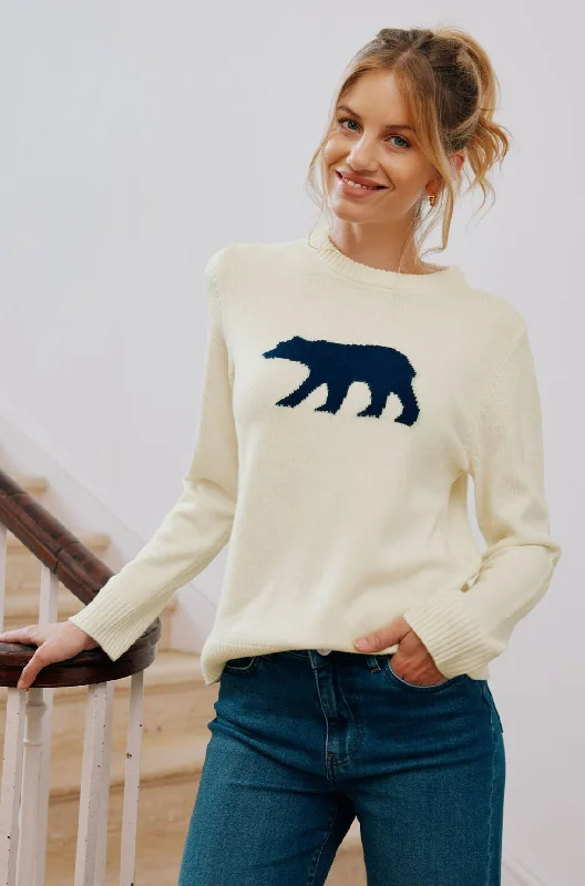 Merino Wool Polar Bear Jumper | Cream/Navy