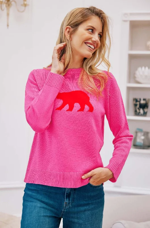 Merino Wool Polar Bear Jumper | Pink/Red